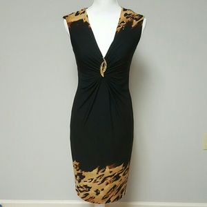 Cach'e black animal print dress